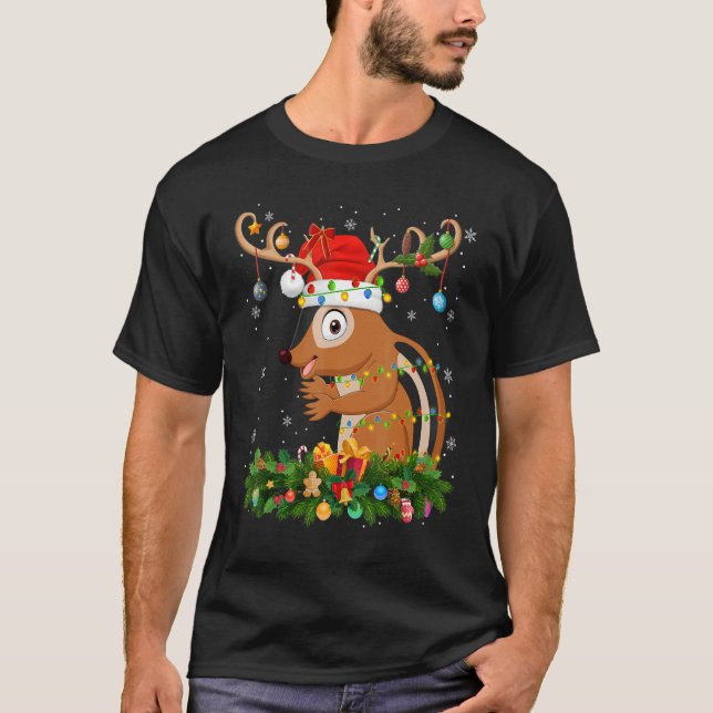 Xmas Holiday Reindeer Hat Santa Chipmunk Christmas T-Shirt (Vorderseite)