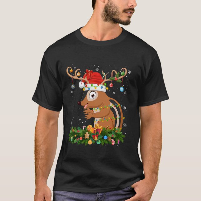 Xmas Holiday Reindeer Hat Santa Chipmunk Christmas T-Shirt (Vorderseite)