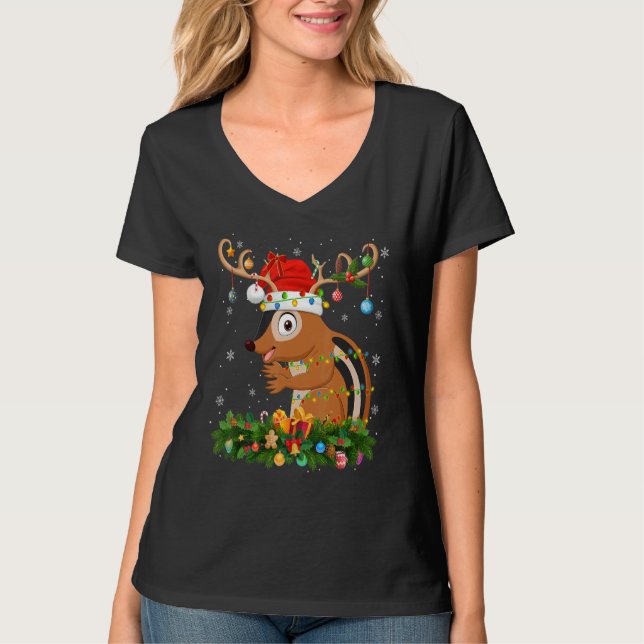 Xmas Holiday Reindeer Hat Santa Chipmunk Christmas T-Shirt (Vorderseite)