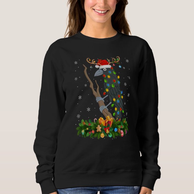 Xmas Holiday Reindeer Hat Santa Crow Bird Christma Sweatshirt (Vorderseite)