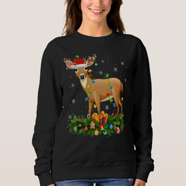 Xmas Holiday Reindeer Hat Santa Deer Christmas Sweatshirt (Vorderseite)