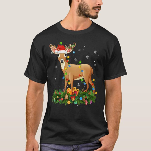 Xmas Holiday Reindeer Hat Santa Deer Christmas T-Shirt (Vorderseite)