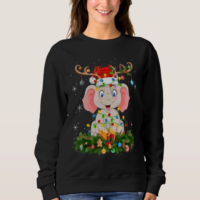 Xmas Holiday Reindeer Hat Santa Elephant Christmas Sweatshirt (Vorderseite)