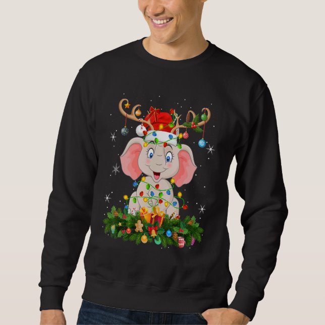 Xmas Holiday Reindeer Hat Santa Elephant Christmas Sweatshirt (Vorderseite)