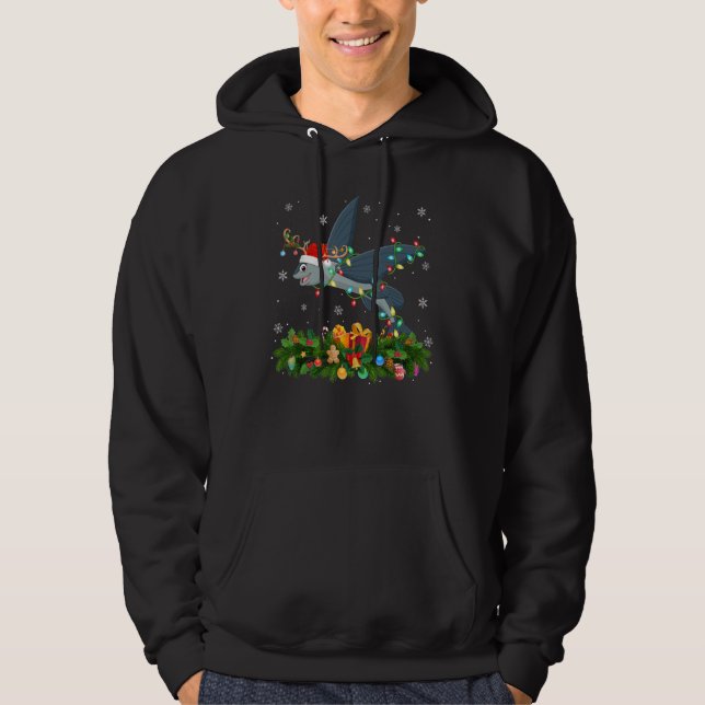 Xmas Holiday Reindeer Hat Santa Flying Fish Christ Hoodie (Vorderseite)