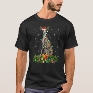 Xmas Holiday Reindeer Hat Santa Greyhound Dog Chri T-Shirt