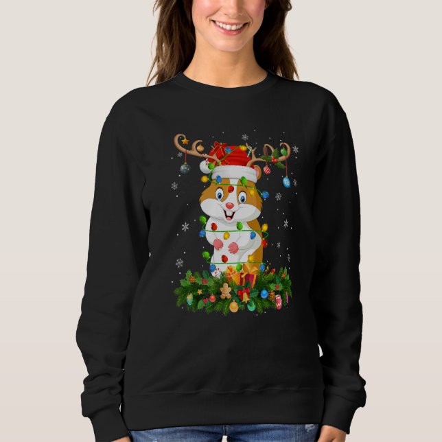 Xmas Holiday Reindeer Hat Santa Hamster Christmas  Sweatshirt (Vorderseite)