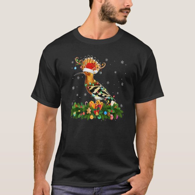 Xmas Holiday Reindeer Hat Santa Hoopoes Bird Chris T-Shirt (Vorderseite)