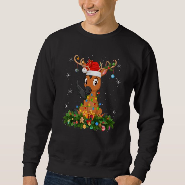 Xmas Holiday Reindeer Hat Santa Horse Christmas   Sweatshirt (Vorderseite)