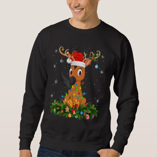 Xmas Holiday Reindeer Hat Santa Horse Christmas Sweatshirt (Vorderseite)