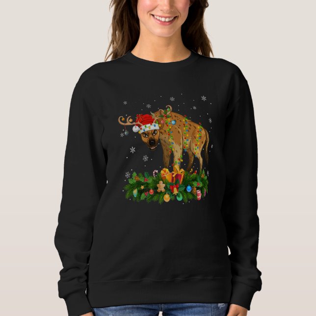 Xmas Holiday Reindeer Hat Santa Hyena Christmas   Sweatshirt (Vorderseite)