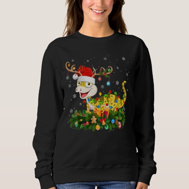 Xmas Holiday Reindeer Hat Santa Lizard Christmas Sweatshirt (Vorderseite)