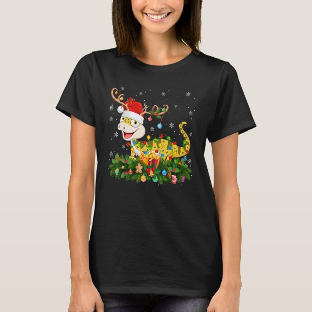 Xmas Holiday Reindeer Hat Santa Lizard Christmas T-Shirt (Vorderseite)