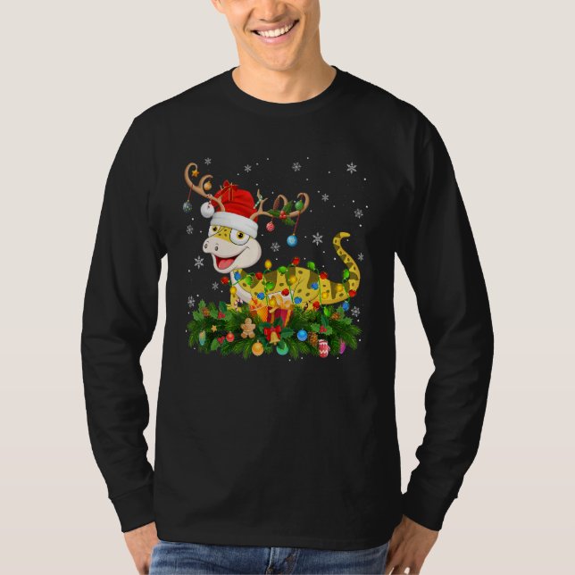Xmas Holiday Reindeer Hat Santa Lizard Christmas T-Shirt (Vorderseite)
