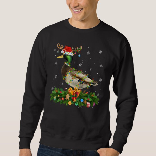 Xmas Holiday Reindeer Hat Santa Mallard Bird Chris Sweatshirt (Vorderseite)