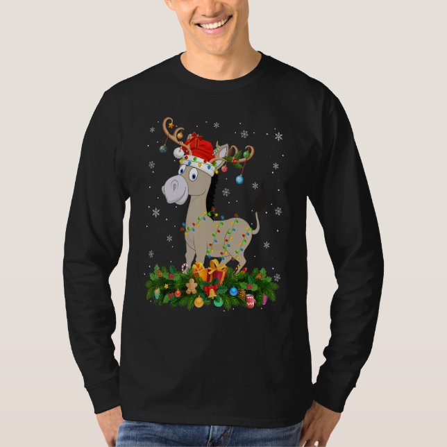 Xmas Holiday Reindeer Hat Santa Mule Christmas T-Shirt (Vorderseite)