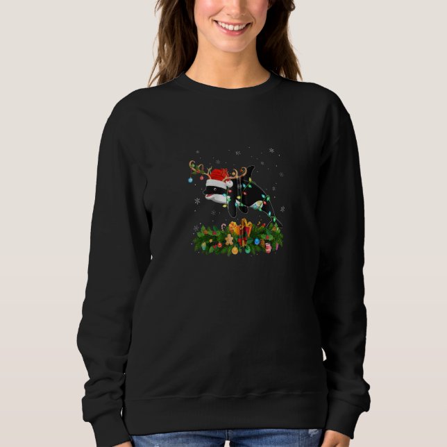 Xmas Holiday Reindeer Hat Santa Orca Fish Christma Sweatshirt (Vorderseite)