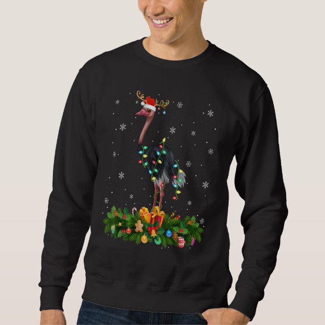 Xmas Holiday Reindeer Hat Santa Ostrich Bird Chris Sweatshirt (Vorderseite)