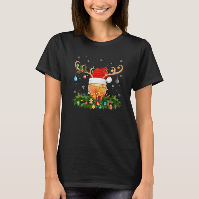 Xmas Holiday Reindeer Hat Santa Peach Fruit Christ T-Shirt (Vorderseite)