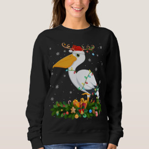 Xmas Holiday Reindeer Hat Santa Pelican Bird Chris Sweatshirt