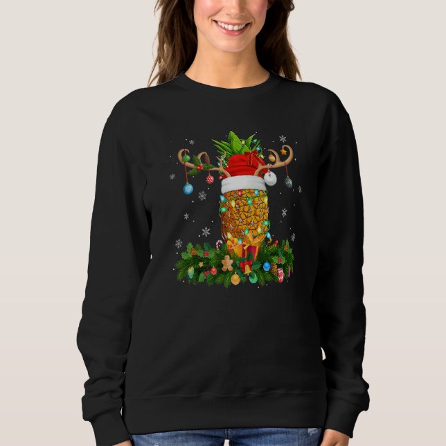 Xmas Holiday Reindeer Hat Santa Pineapple Fruit Ch Sweatshirt (Vorderseite)