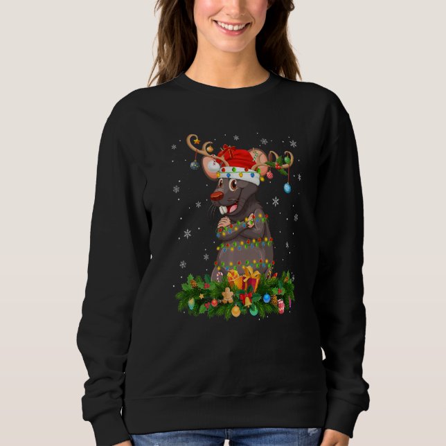 Xmas Holiday Reindeer Hat Santa Rat Christmas   Sweatshirt (Vorderseite)