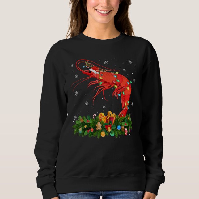 Xmas Holiday Reindeer Hat Santa Shrimp Fish Christ Sweatshirt (Vorderseite)