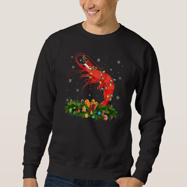 Xmas Holiday Reindeer Hat Santa Shrimp Fish Christ Sweatshirt (Vorderseite)