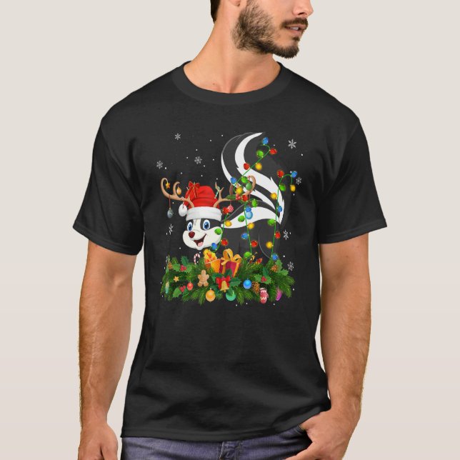 Xmas Holiday Reindeer Hat Santa Skunk Christmas T-Shirt (Vorderseite)