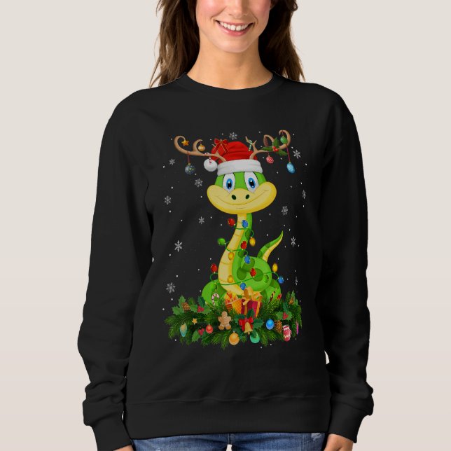 Xmas Holiday Reindeer Hat Santa Snake Christmas Sweatshirt (Vorderseite)