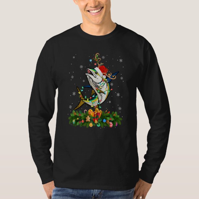 Xmas Holiday Reindeer Hat Santa Tuna Fish Christma T-Shirt (Vorderseite)