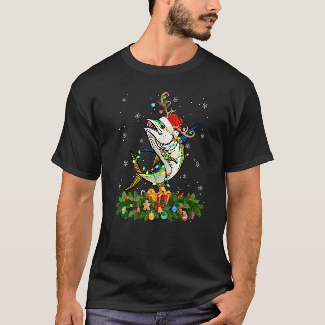 Xmas Holiday Reindeer Hat Santa Tuna Fish Christma T-Shirt (Vorderseite)