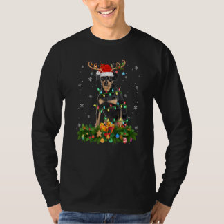 Xmas Holiday Reindeer Santa Miniature Pinscher Dog T-Shirt