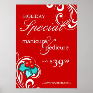 XMAS Holiday Salon Poster Wellness-Center Red Blue