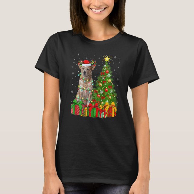 Xmas Holiday Santa Australian Cattle Dog Christmas T-Shirt (Vorderseite)