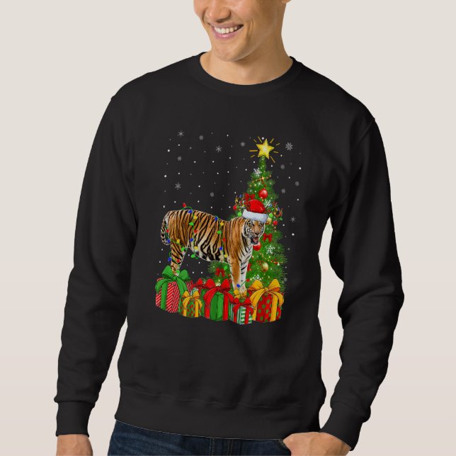 Xmas Holiday Santa Bengal Tiger Christmas Tree   Sweatshirt (Vorderseite)