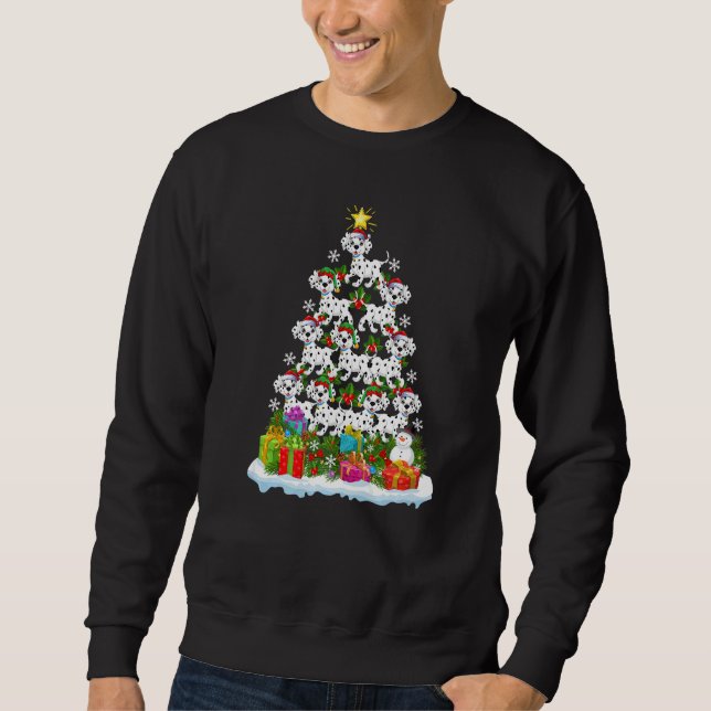 Xmas Holiday  Santa Dalmatian Dog Christmas Tree Sweatshirt (Vorderseite)