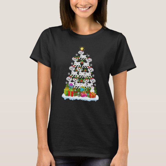 Xmas Holiday  Santa Dalmatian Dog Christmas Tree T-Shirt (Vorderseite)