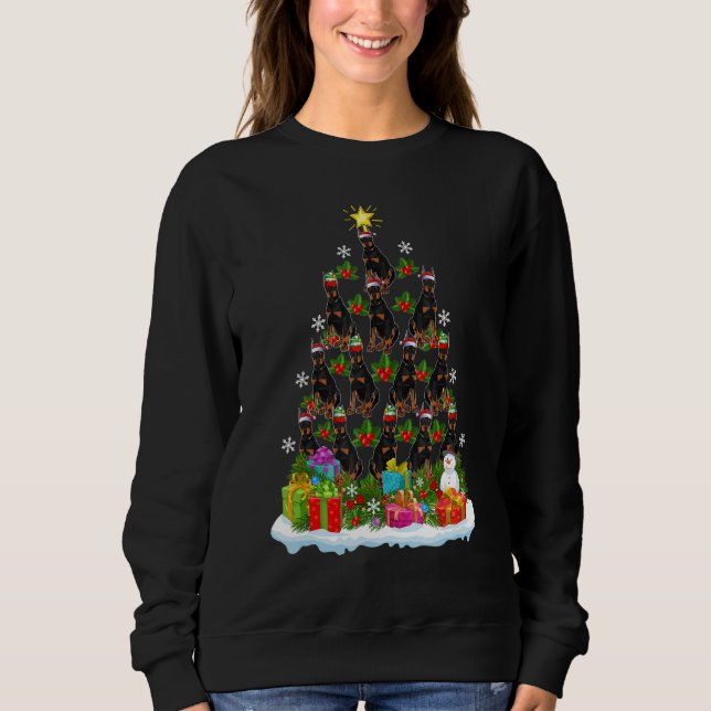 Xmas Holiday   Santa Doberman Dog Christmas Tree Sweatshirt (Vorderseite)