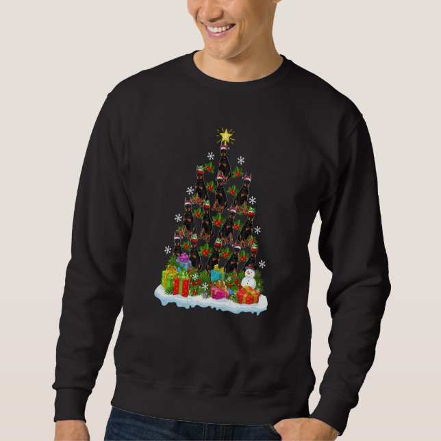 Xmas Holiday  Santa Doberman Dog Christmas Tree Sweatshirt (Vorderseite)