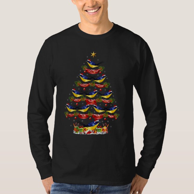 Xmas Holiday Santa Eastern Bluebird Christmas Tree T-Shirt (Vorderseite)