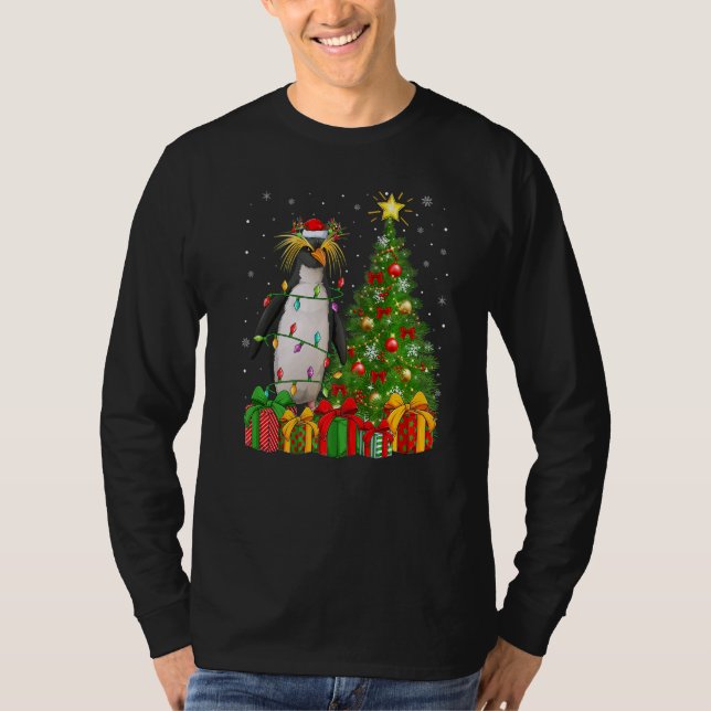 Xmas Holiday Santa Emperor Penguin Christmas Tree  T-Shirt (Vorderseite)