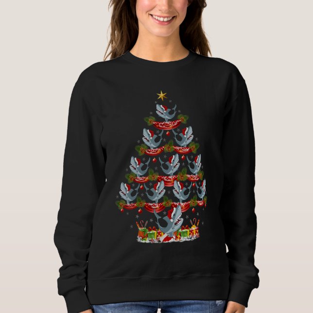 Xmas Holiday Santa Great White Shark Christmas Tre Sweatshirt (Vorderseite)