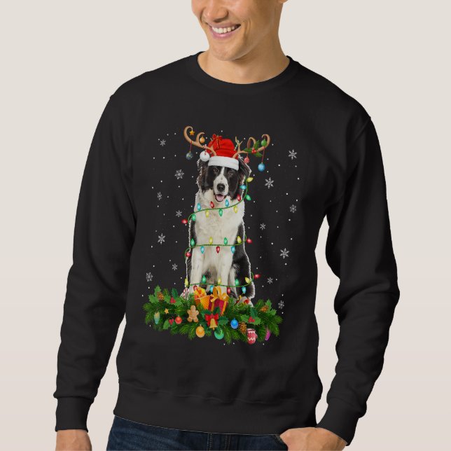 Xmas Holiday Santa Hat Australian Shepherd Dog Chr Sweatshirt (Vorderseite)