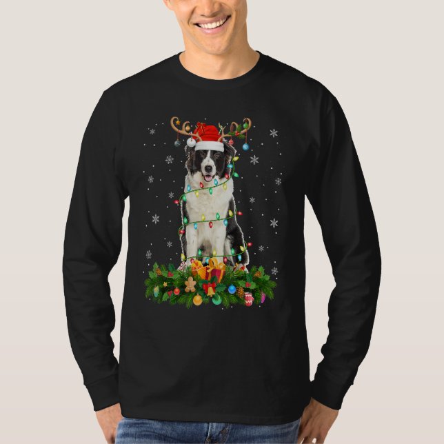 Xmas Holiday Santa Hat Australian Shepherd Dog Chr T-Shirt (Vorderseite)