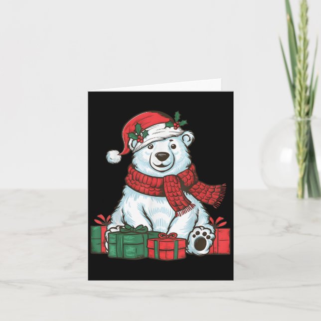 Xmas Holiday Santa Hat Lar Bear Christmas  Karte (Vorderseite)