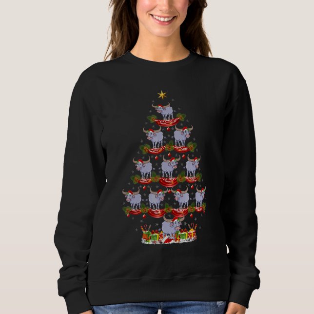 Xmas Holiday Santa Hat Water Buffalo Christmas Tre Sweatshirt (Vorderseite)