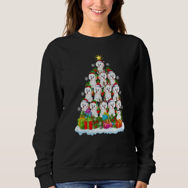 Xmas Holiday  Santa Havanese Dog Christmas Tree Sweatshirt (Vorderseite)
