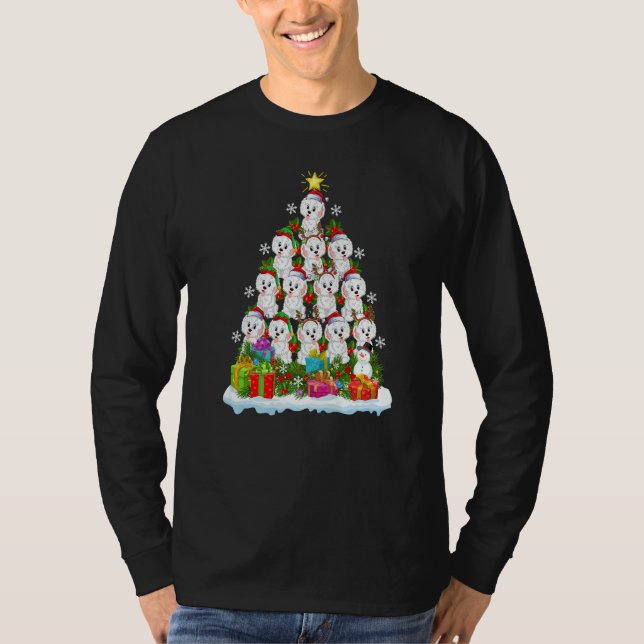 Xmas Holiday  Santa Havanese Dog Christmas Tree T-Shirt (Vorderseite)