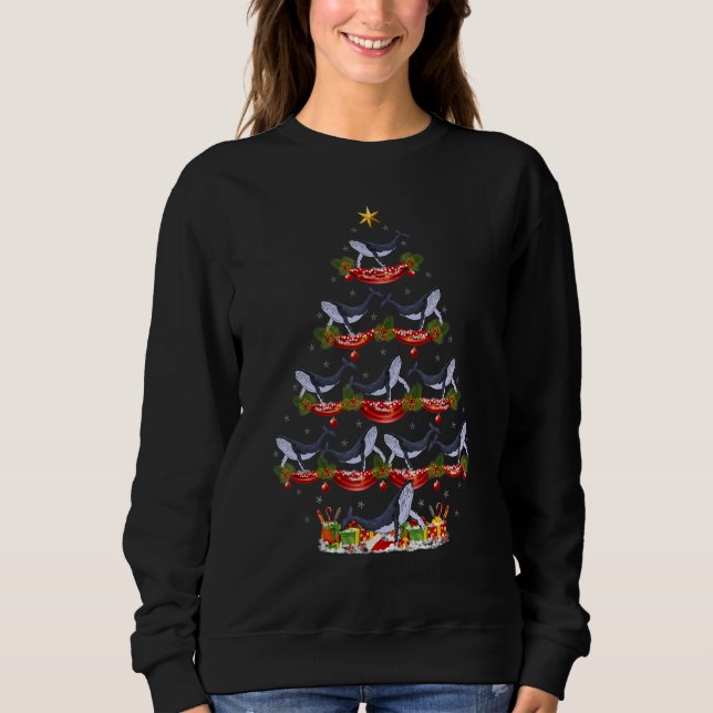Xmas Holiday Santa Humpback Whale Christmas Tree Sweatshirt (Vorderseite)